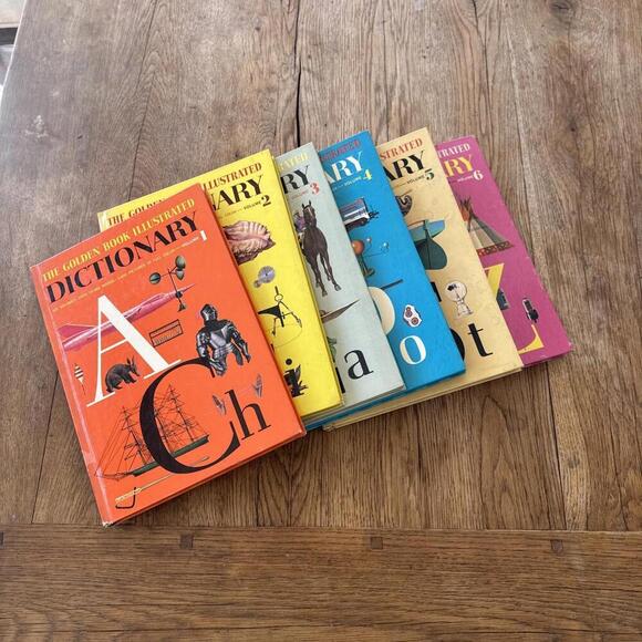 The Golden Book Illustrated Dictionary Volumes 1 - 6 7 1961 Vintage - Picture 1 of 7